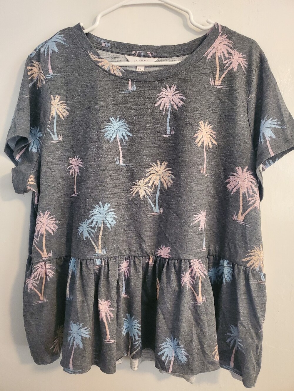 LC Lauren Conrad Palm Print Peplum Top